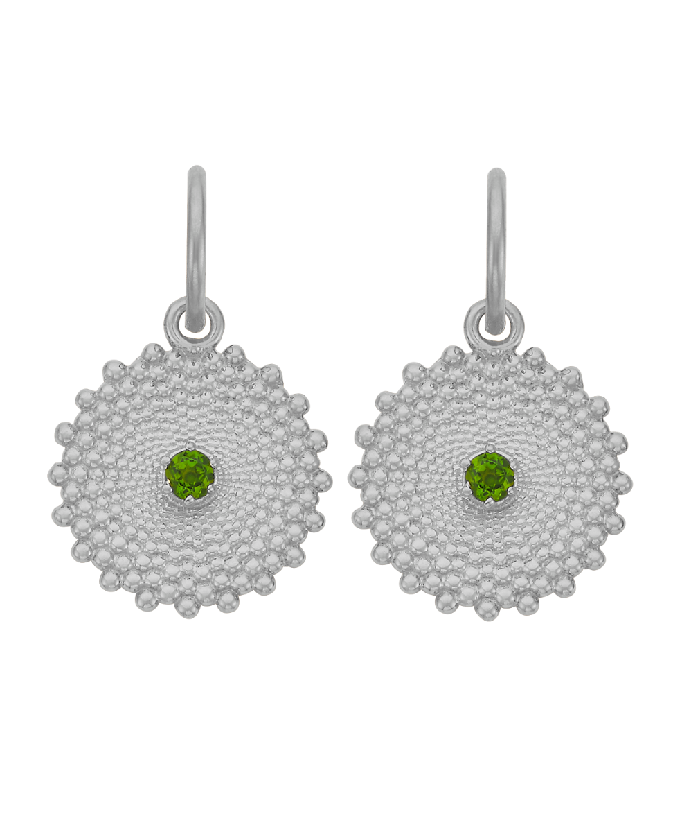 Helios Earrings - 925 Sterling Silver, Chrome Diopside