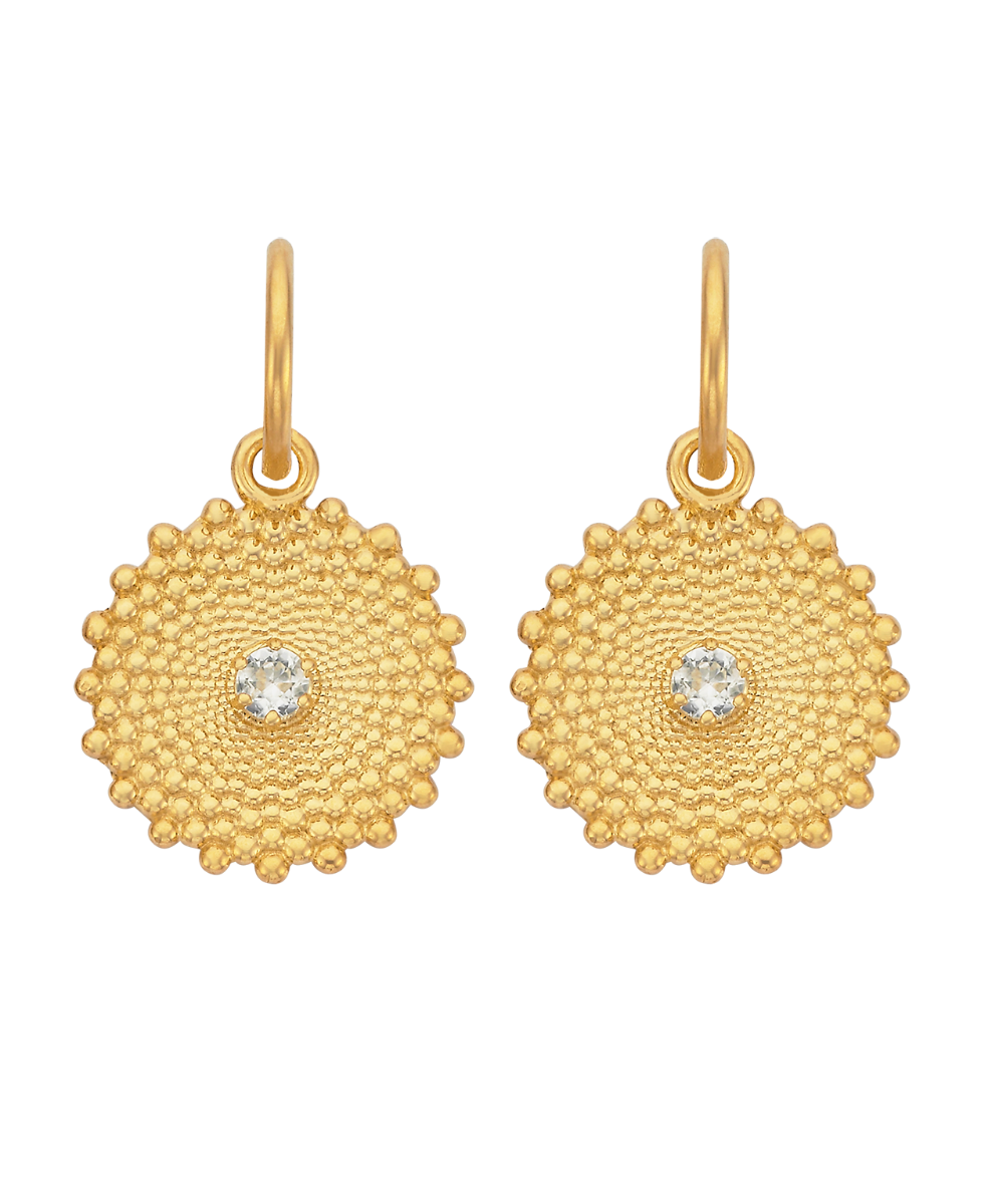 Helios Earrings - 22k Gold Vermeil, White Zircon