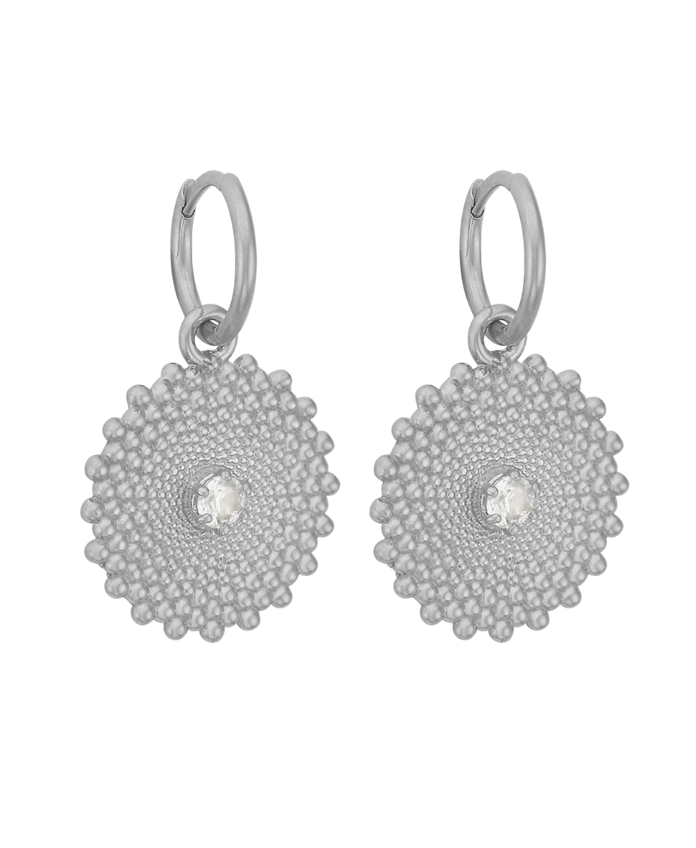 Helios Earrings - 925 Sterling Silver, White Zircon