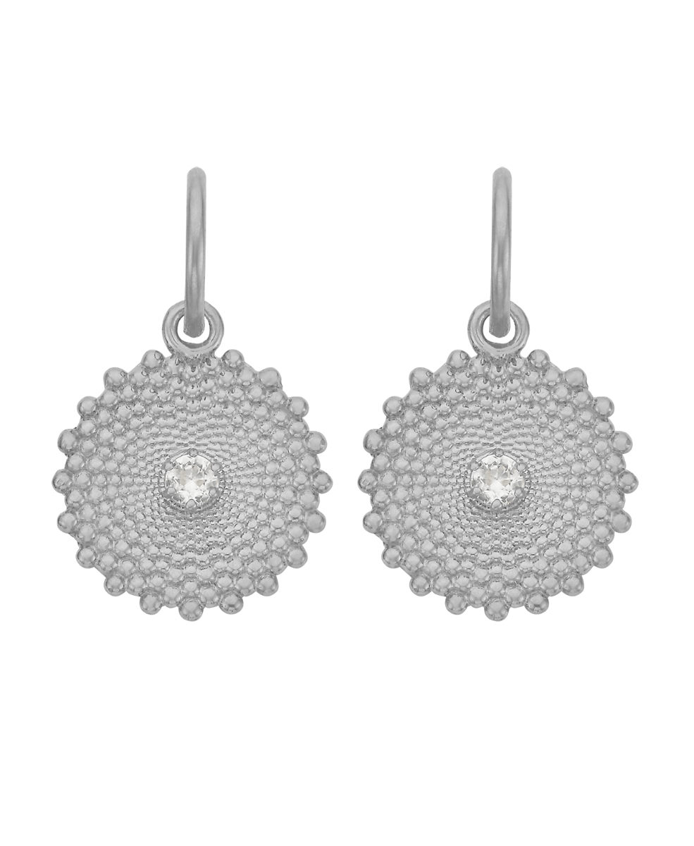 Helios Earrings - 925 Sterling Silver, White Zircon