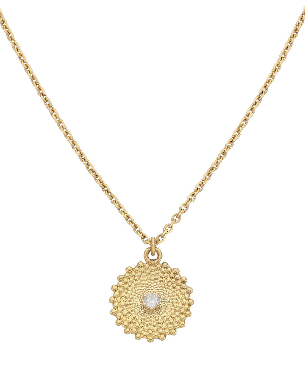 Helios Necklace - 22k Gold Vermeil, White Zircon