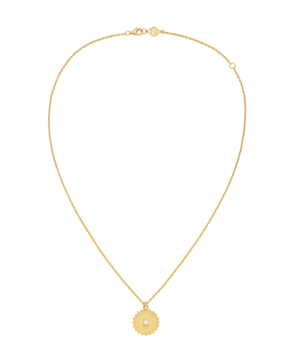 Helios Necklace - 22k Gold Vermeil, White Zircon