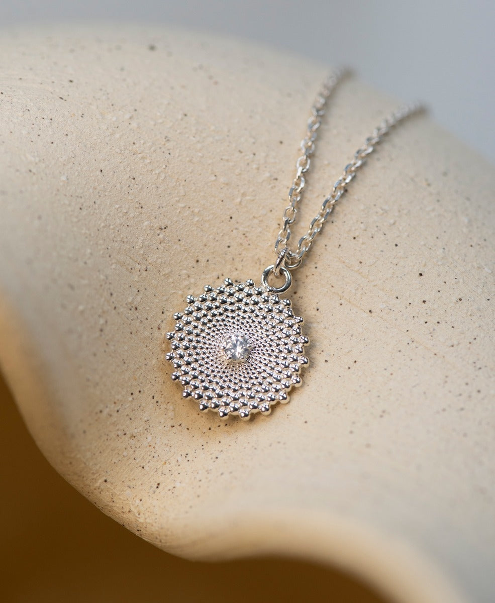 Helios Necklace - 925 Sterling Silver, White Zircon