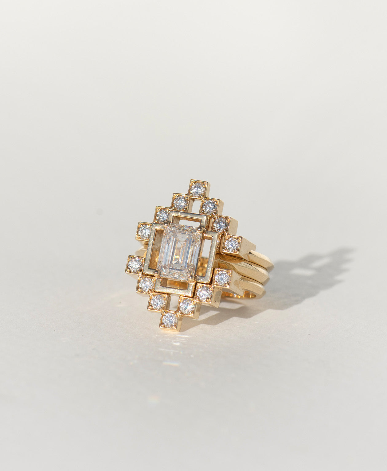 Holos Engagement Ring - 18k Yellow Gold, Emerald Cut Diamond 1.64 carat