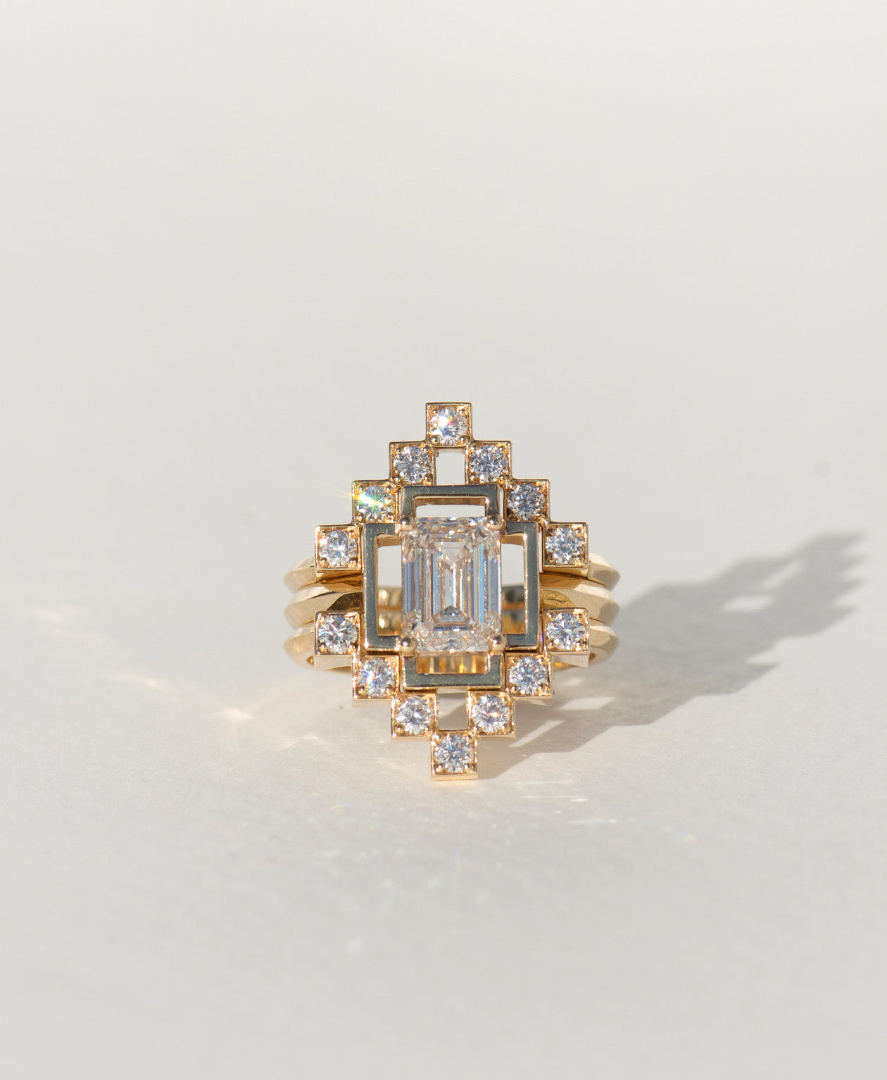Holos Engagement Ring - 18k Yellow Gold, Emerald Cut Diamond 1.64 carat