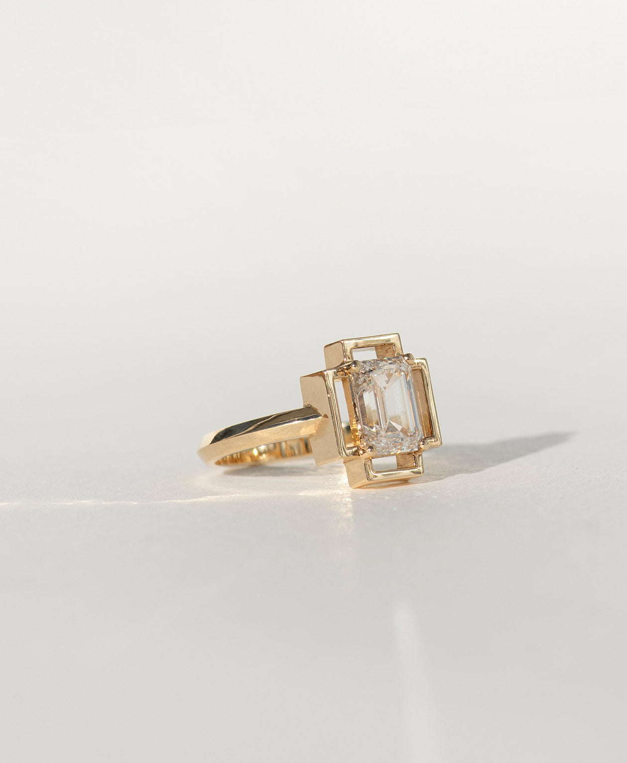 Holos Engagement Ring - 18k Yellow Gold, Emerald Cut Diamond 1.64 carat