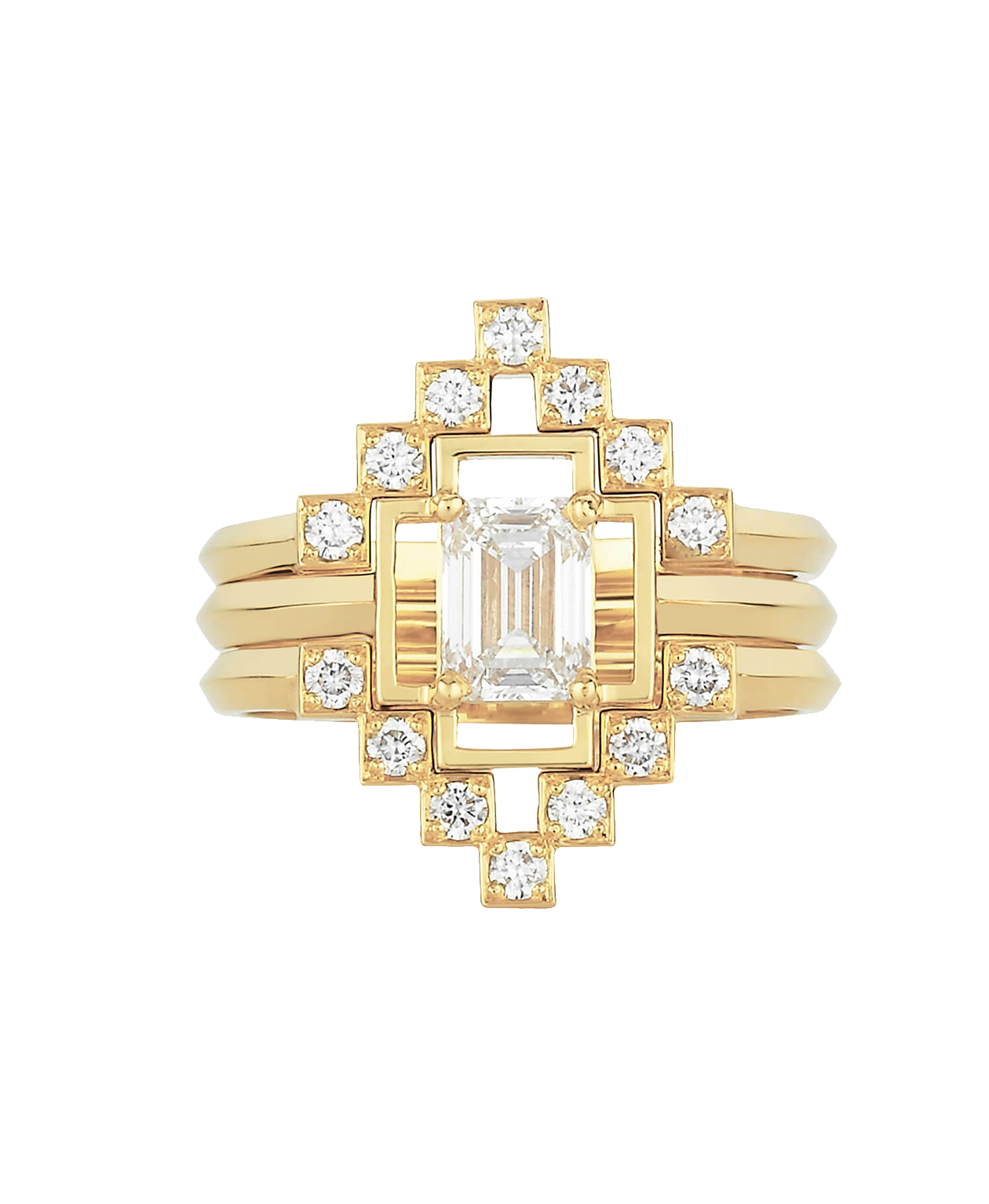 Holos Engagement Ring - 18k Yellow Gold, Emerald Cut Diamond 1.64 carat