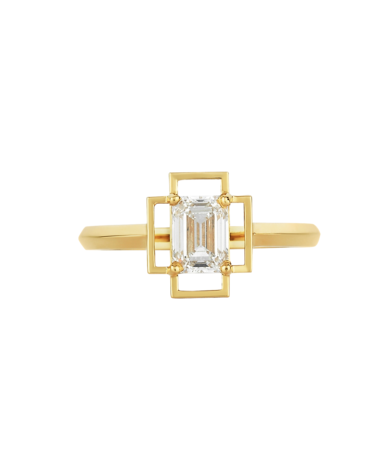 Holos Engagement Ring - 18k Yellow Gold, Emerald Cut Diamond 1.64 carat