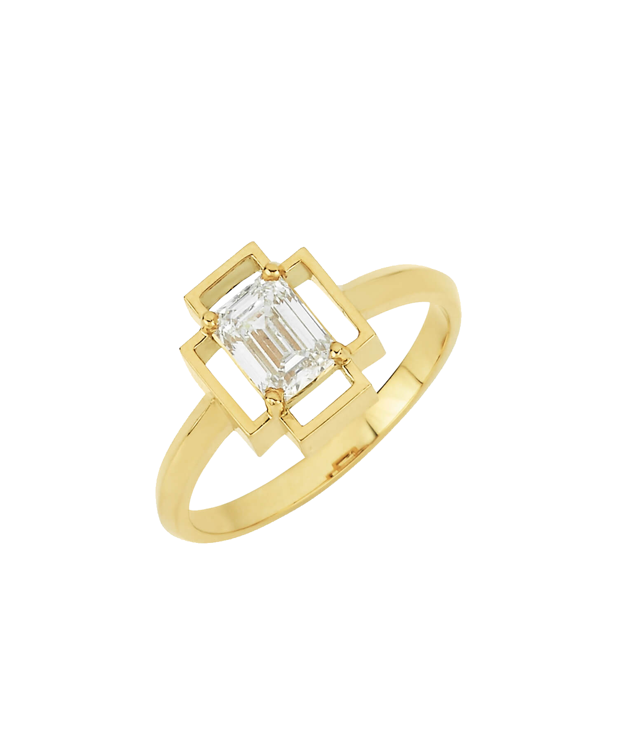 Holos Engagement Ring - 18k Yellow Gold, Emerald Cut Diamond 1.64 carat