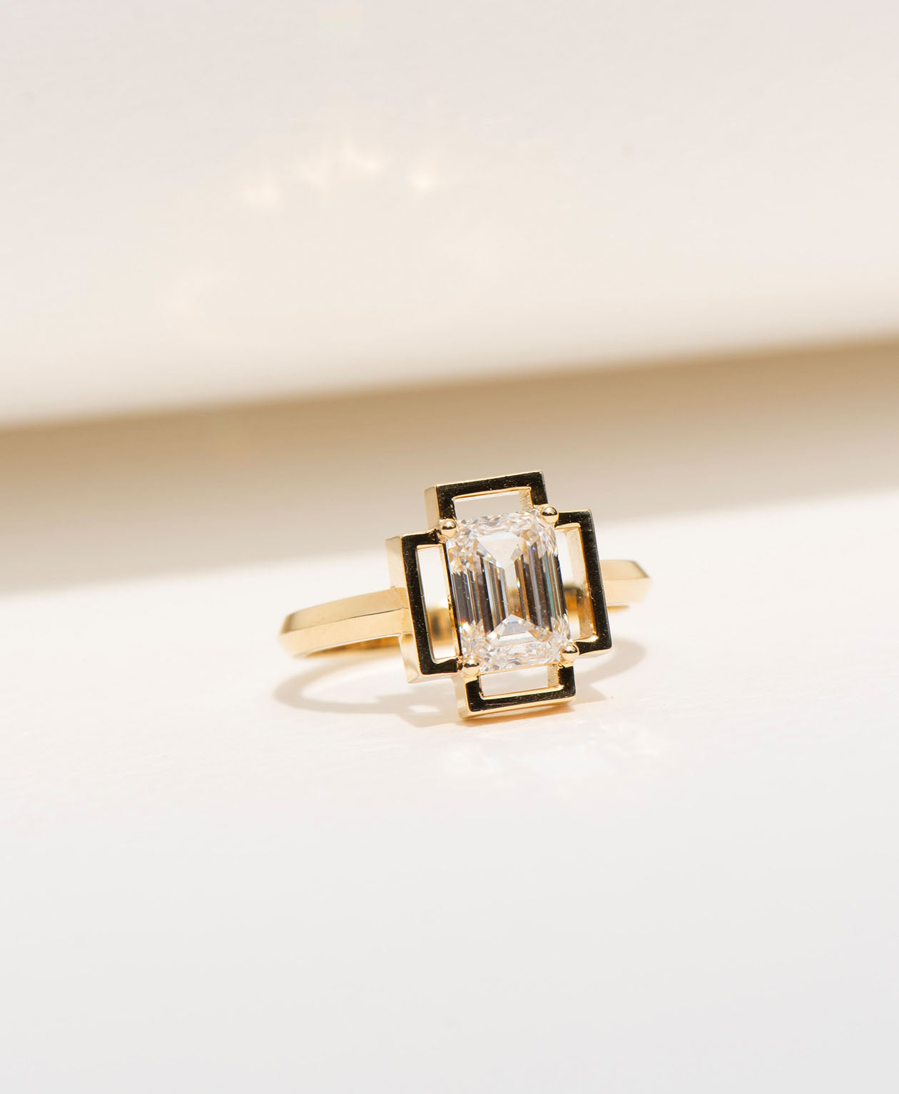 Holos Engagement Ring - 18k Yellow Gold, Emerald Cut Diamond 1.64 carat