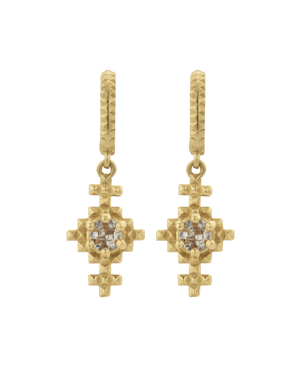 Indie Hoops - 22k Gold Vermeil, Peach Zircon | Zoë & Morgan NZ