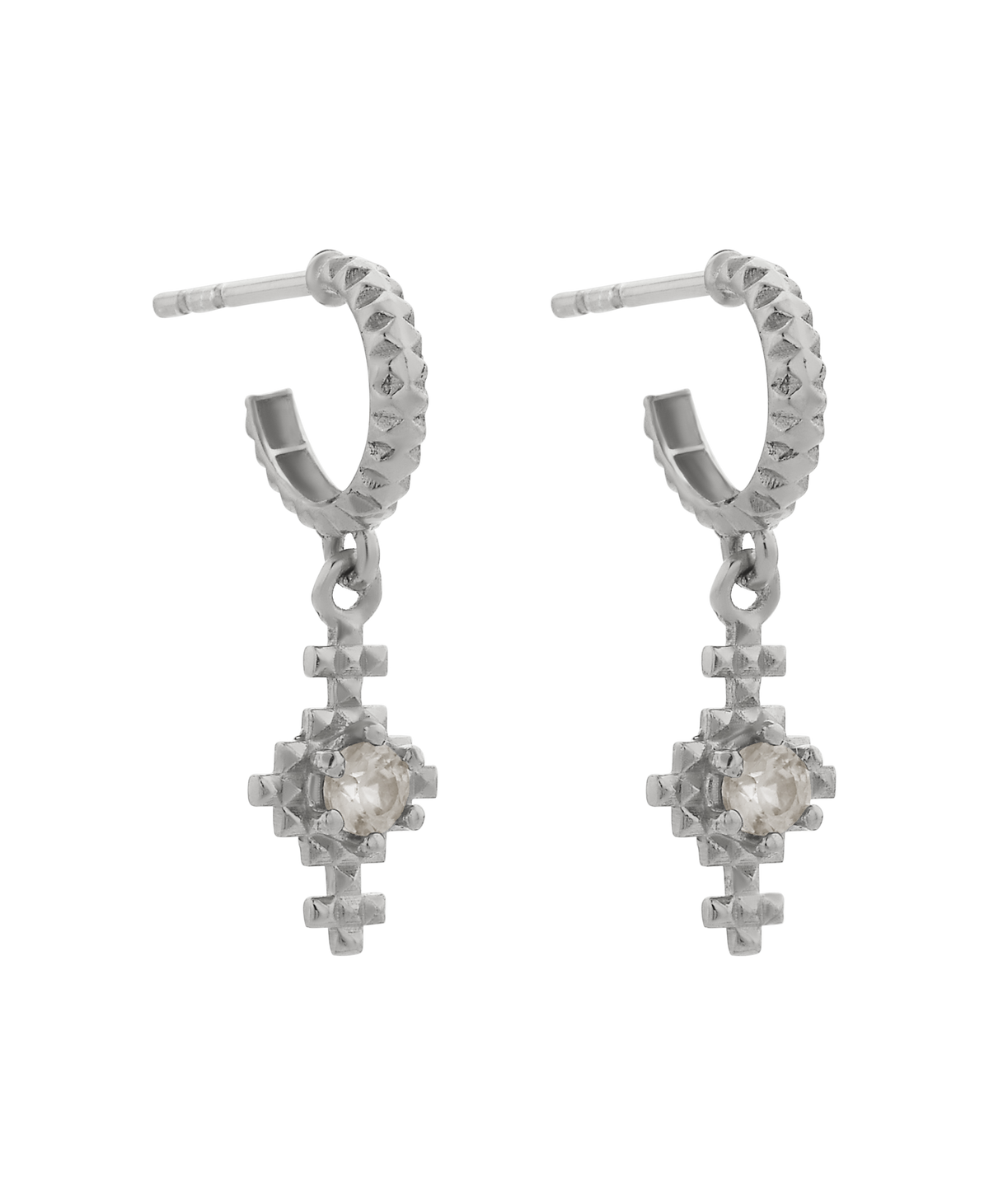 Indie Hoops - 925 Sterling Silver, Peach Zircon | Zoë & Morgan NZ