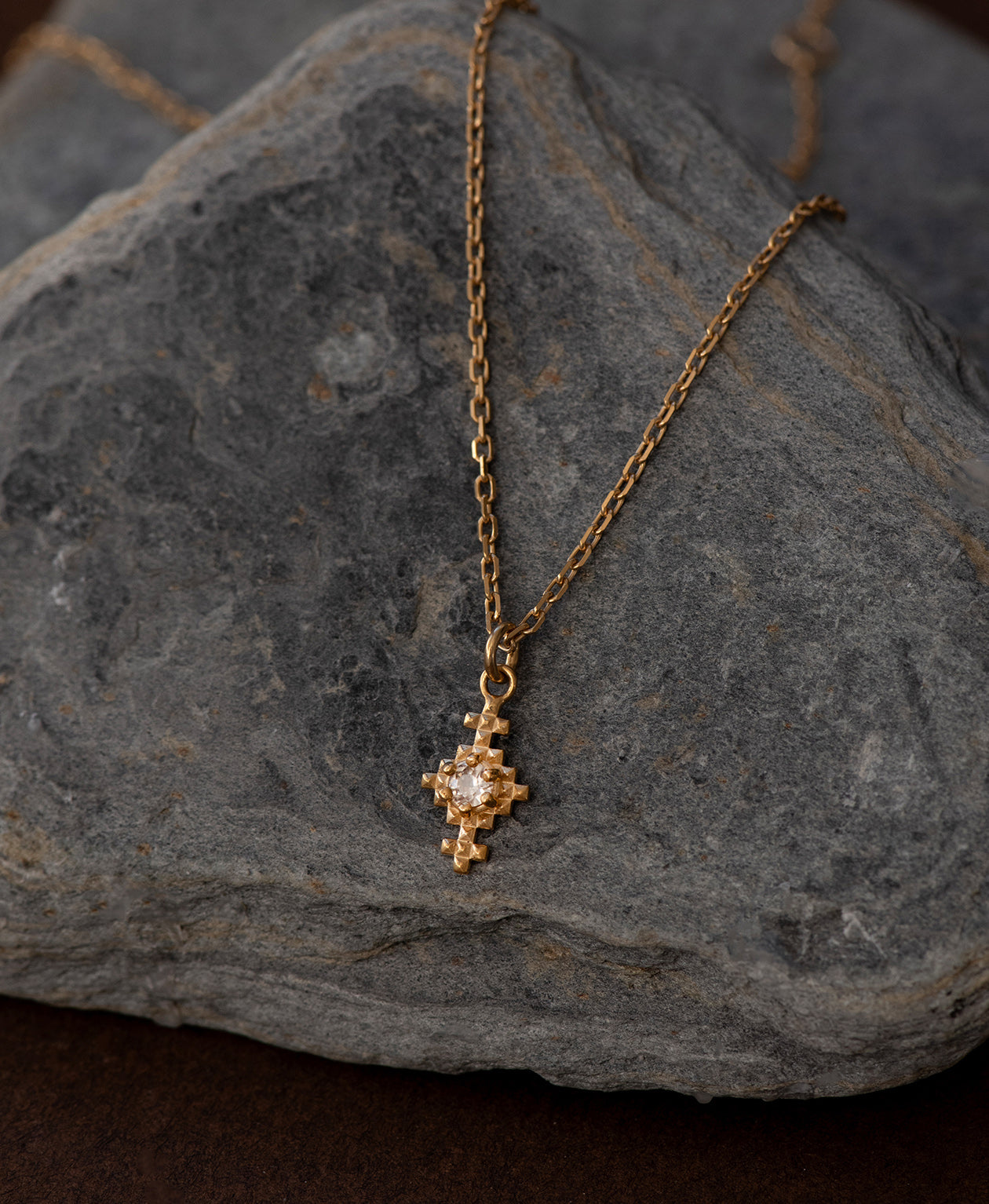 Indie Necklace - 22k Gold Vermeil, Peach Zircon