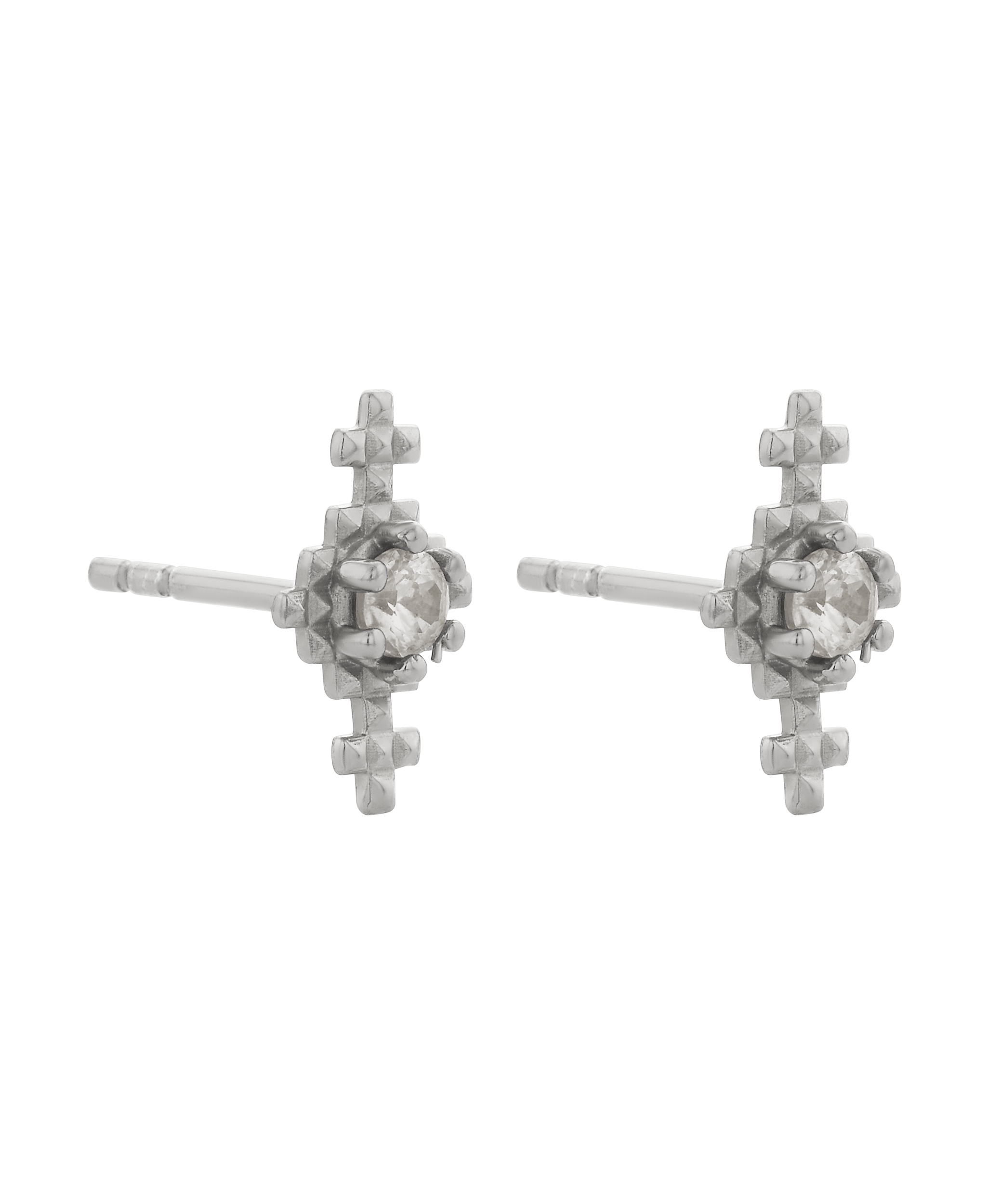 Indie Studs - 925 Sterling Silver, Peach Zircon