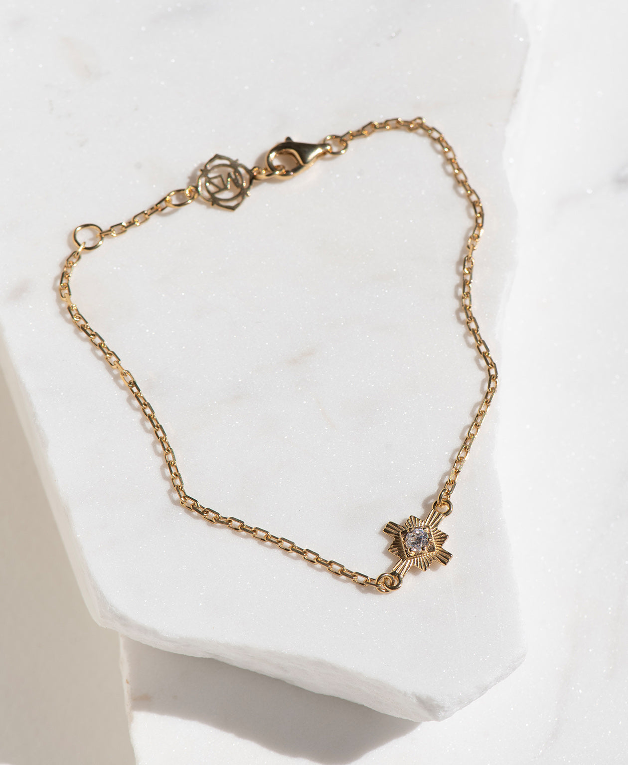 Inka Bracelet - 22k Gold Vermeil, White Zircon