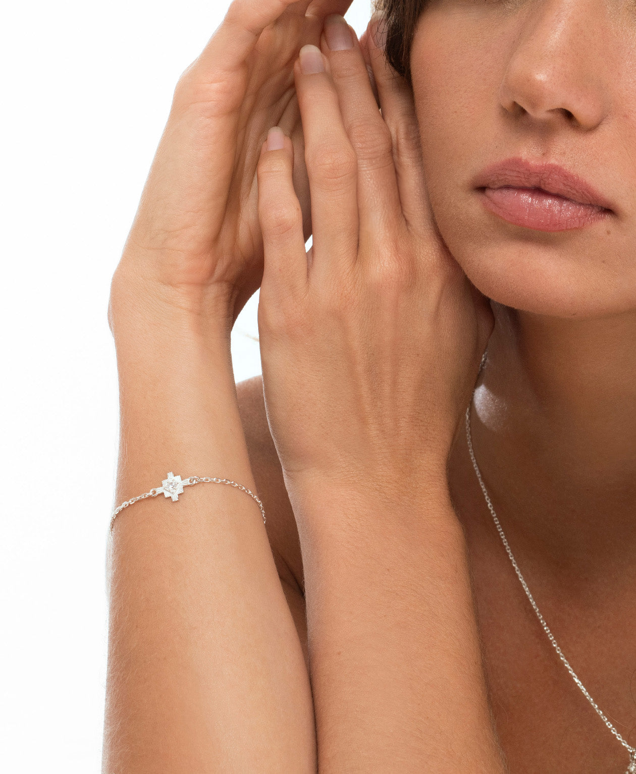 Inka Bracelet - 925 Sterling Silver, White Zircon