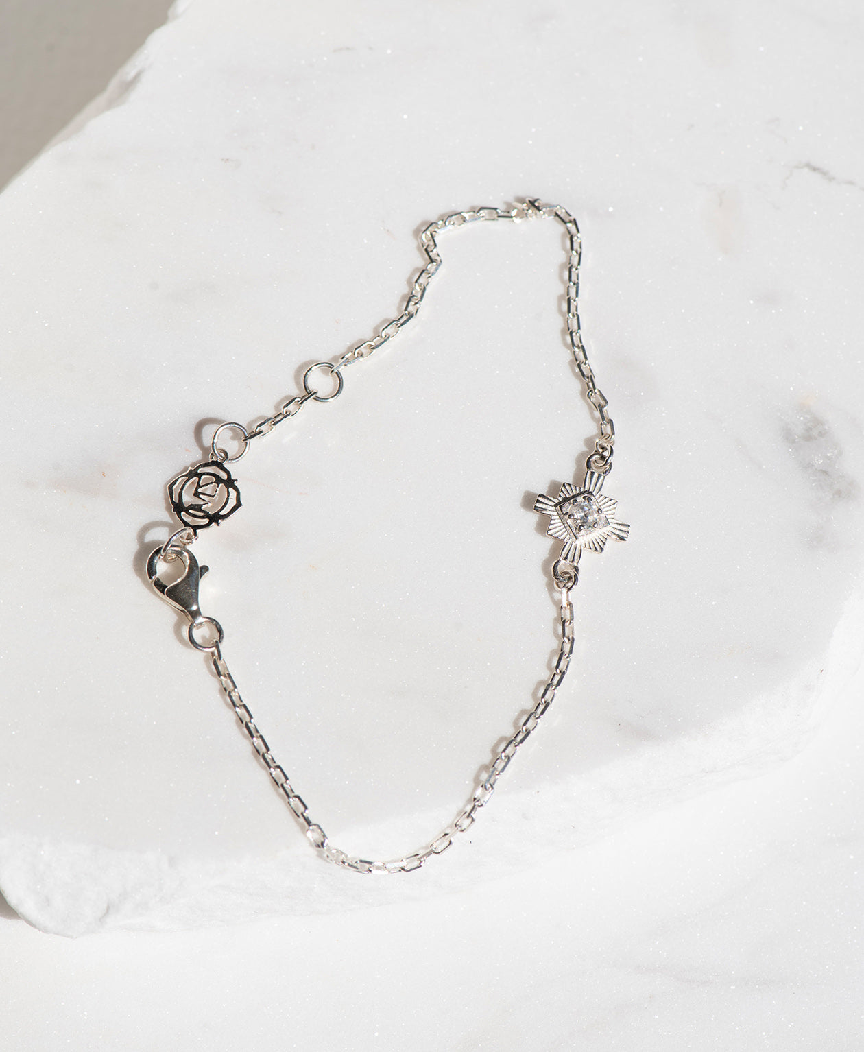 Inka Bracelet - 925 Sterling Silver, White Zircon