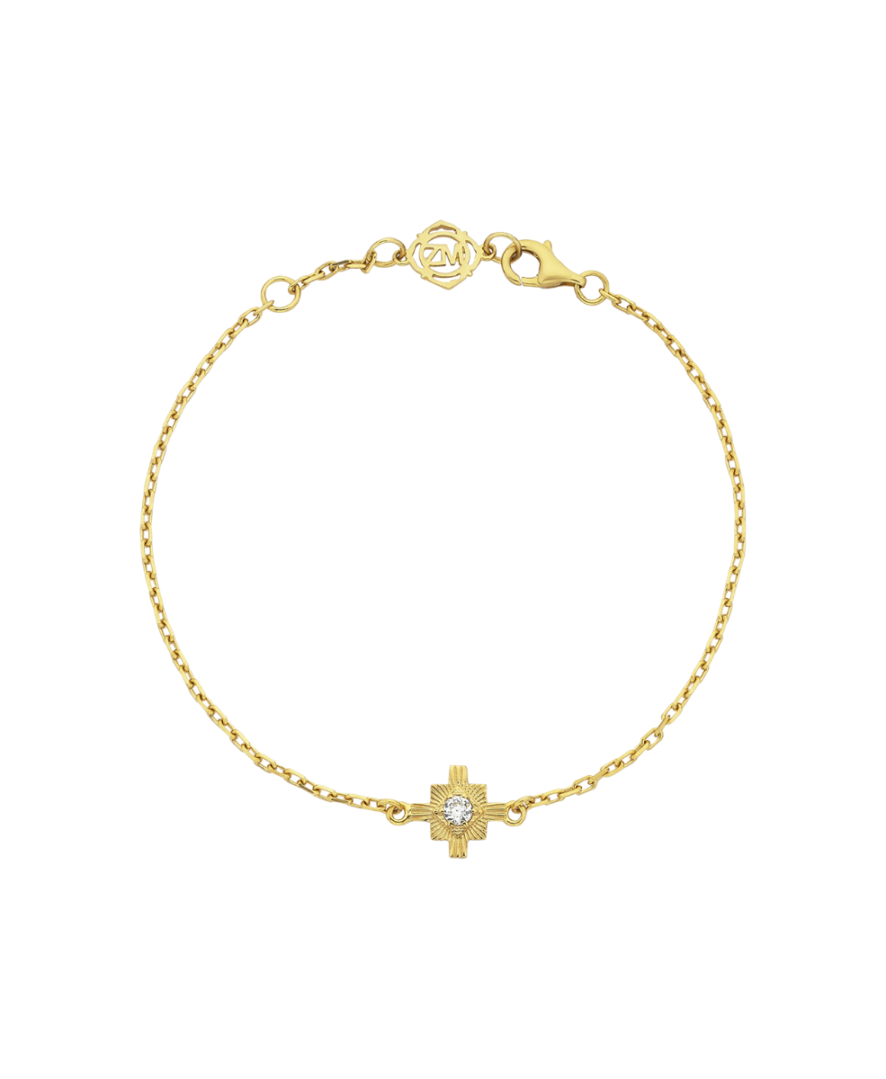 Inka Bracelet - 22k Gold Vermeil, White Zircon