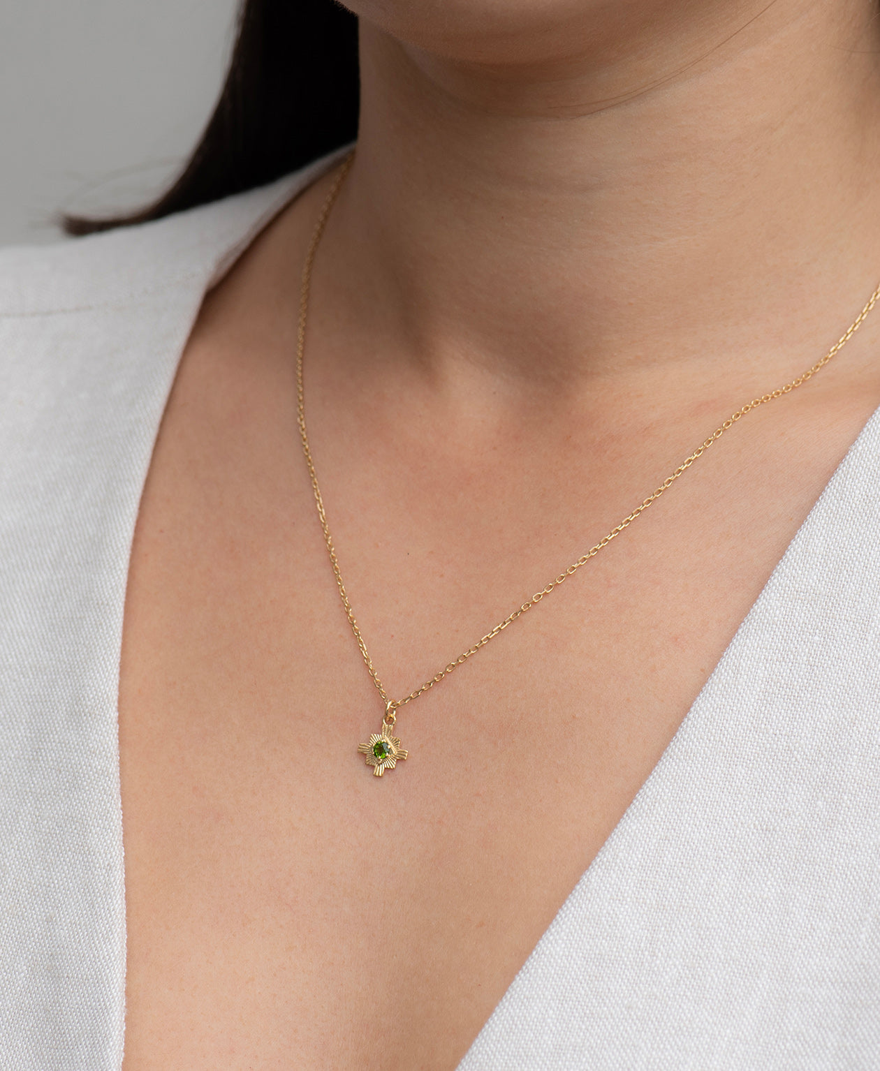 Inka Necklace - 22k Gold Vermeil, Chrome Diopside
