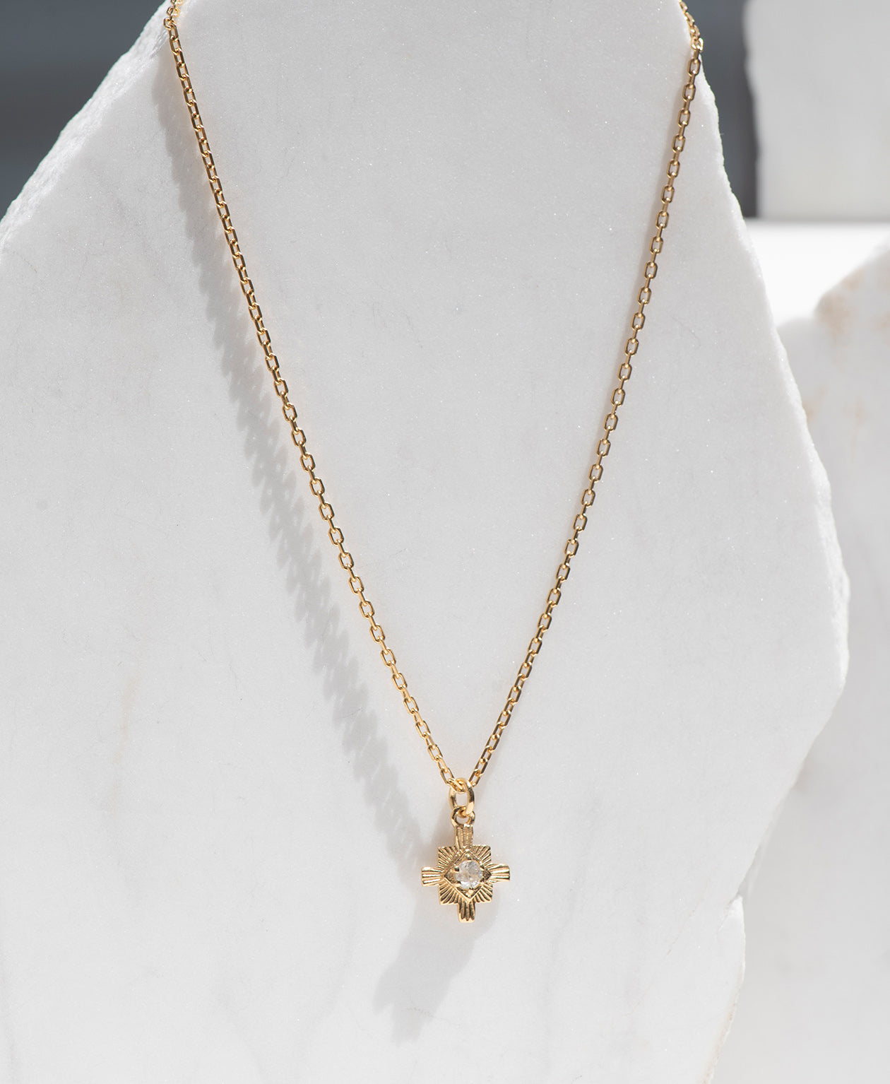 Inka Necklace - 22k Gold Vermeil, White Zircon