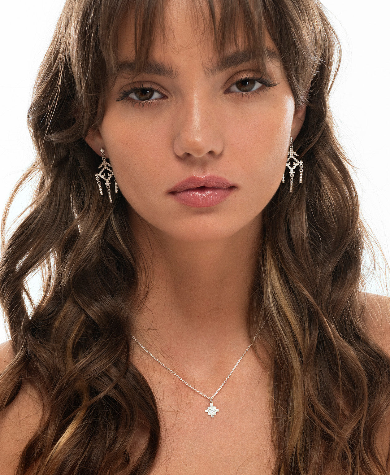 Inka Necklace - 925 Sterling Silver, White Zircon