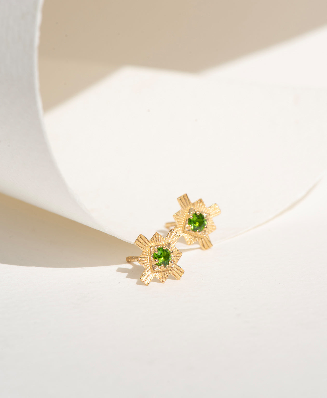 Inka Studs - 22k Gold Vermeil, Chrome Diopside