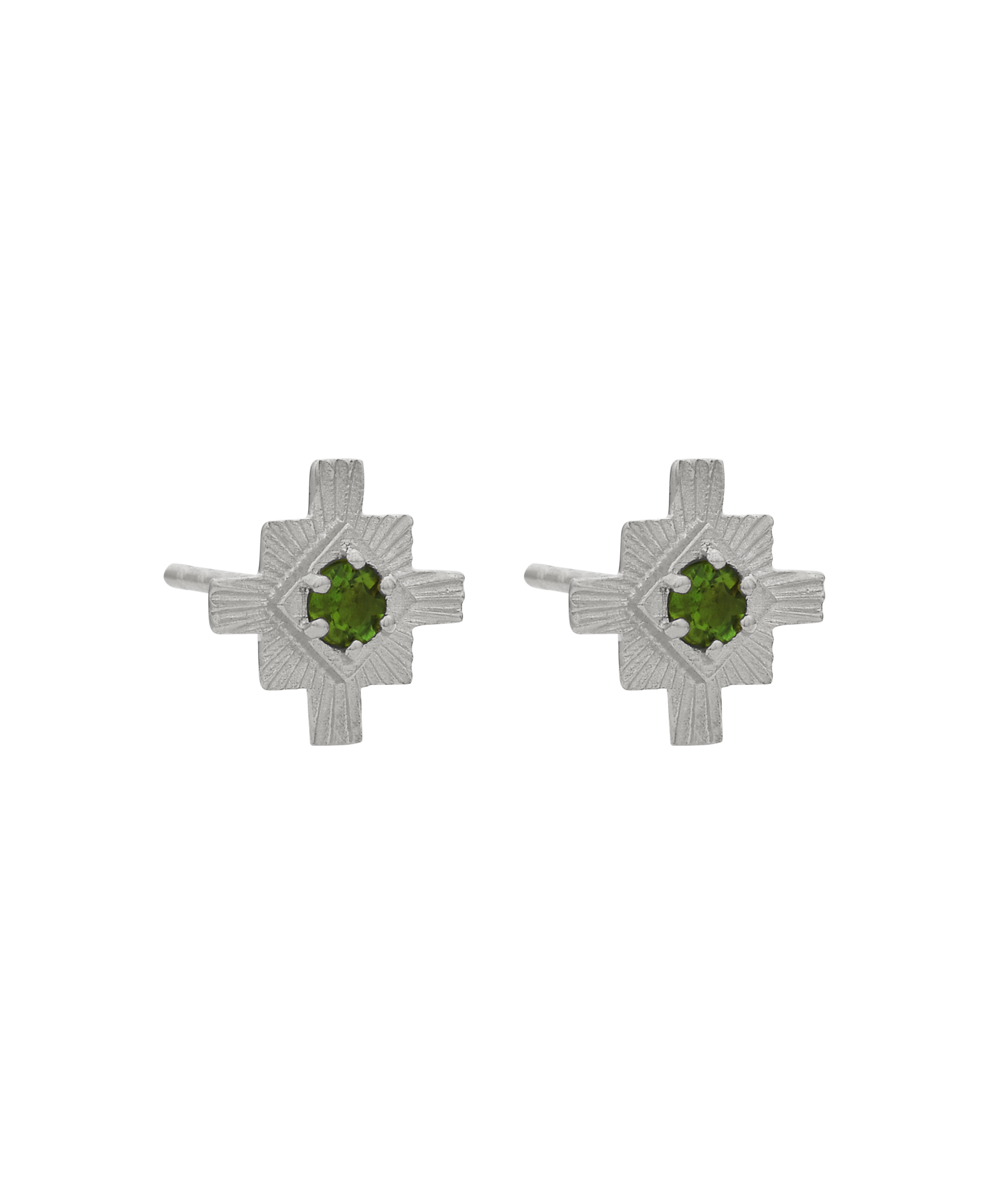 Inka Studs - 925 Sterling Silver, Chrome Diopside