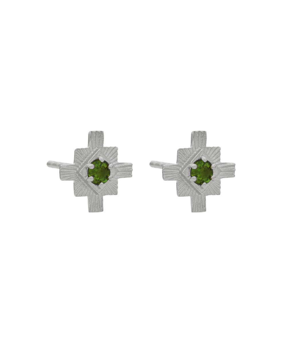 Inka Studs - 925 Sterling Silver, Chrome Diopside