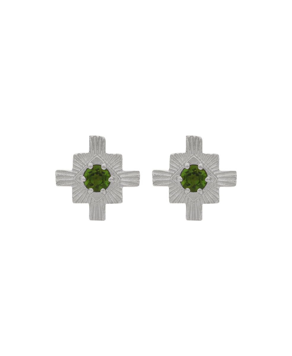 Inka Studs - 925 Sterling Silver, Chrome Diopside