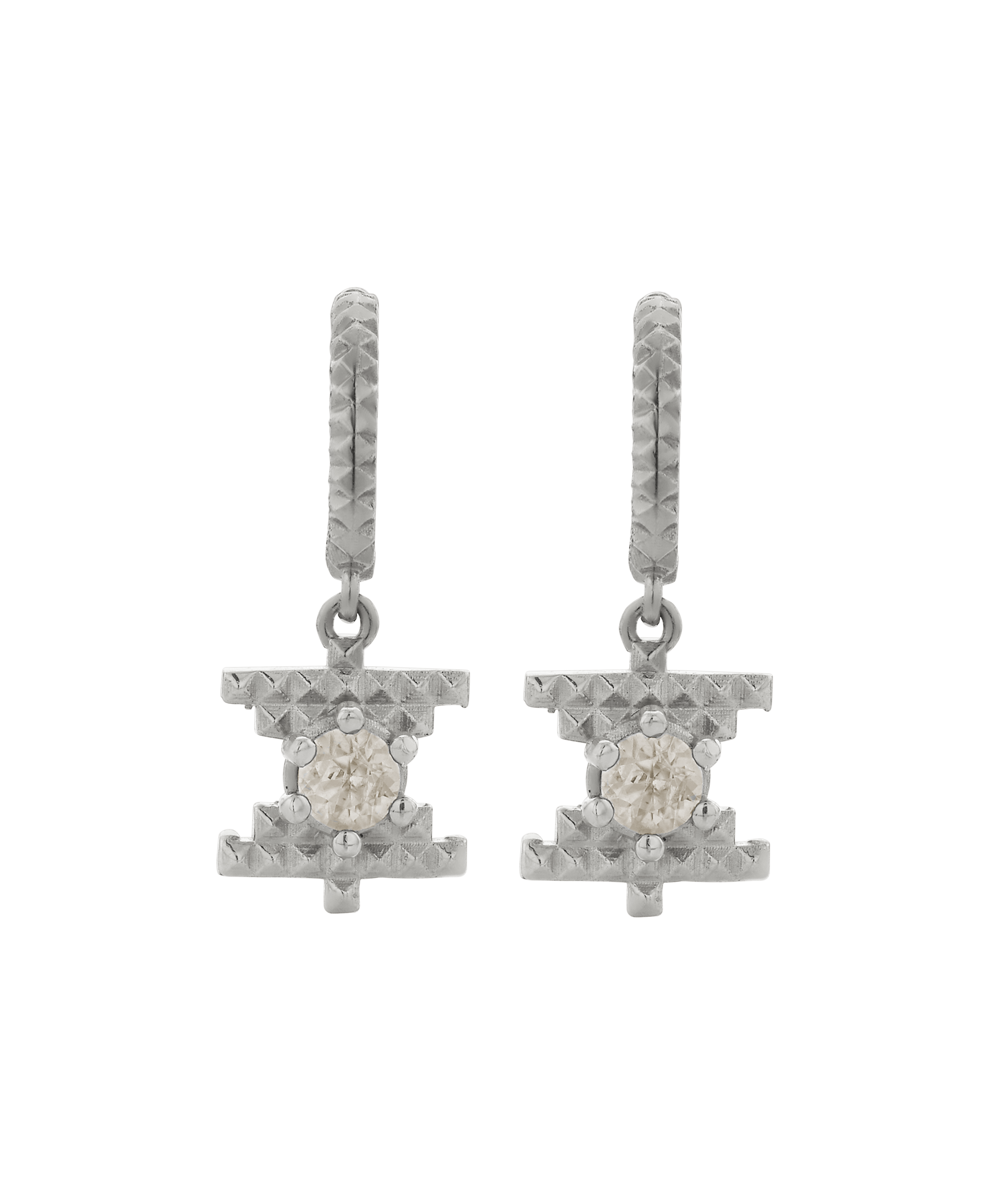 Inti Earrings - 925 Sterling Silver, Peach Zircon