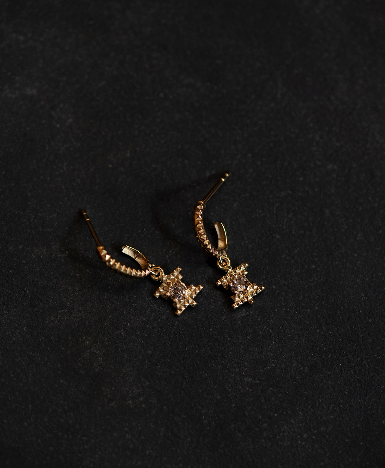 Inti Earrings -  22k Gold Vermeil, Peach Zircon