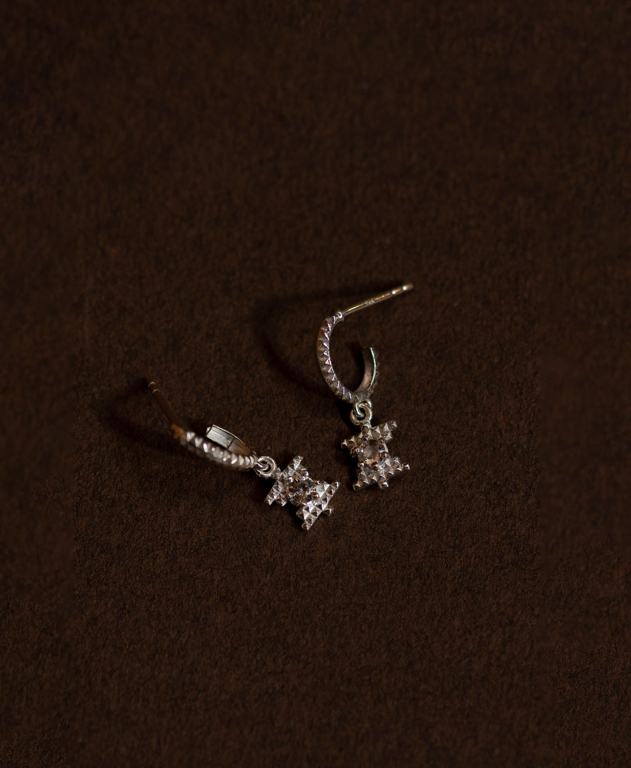 Inti Earrings - 925 Sterling Silver, Peach Zircon