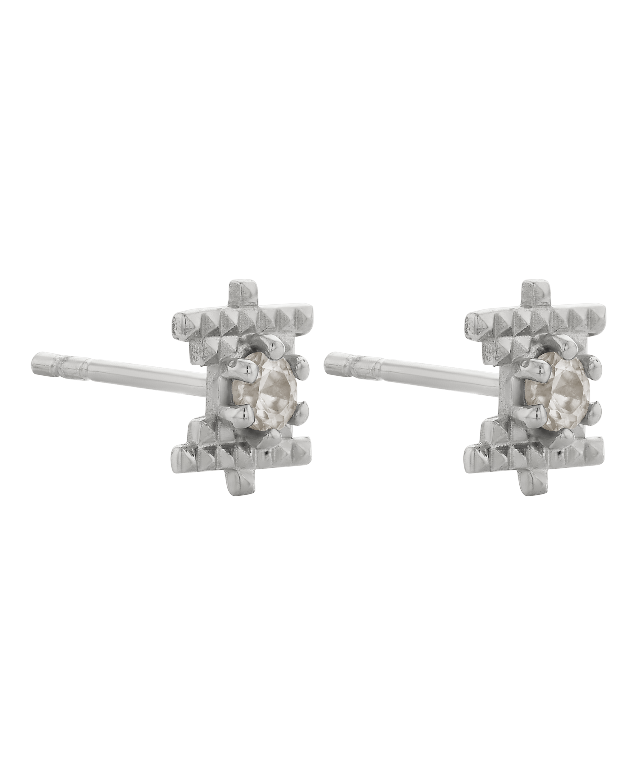 Inti Studs - 925 Sterling Silver, Peach Zircon