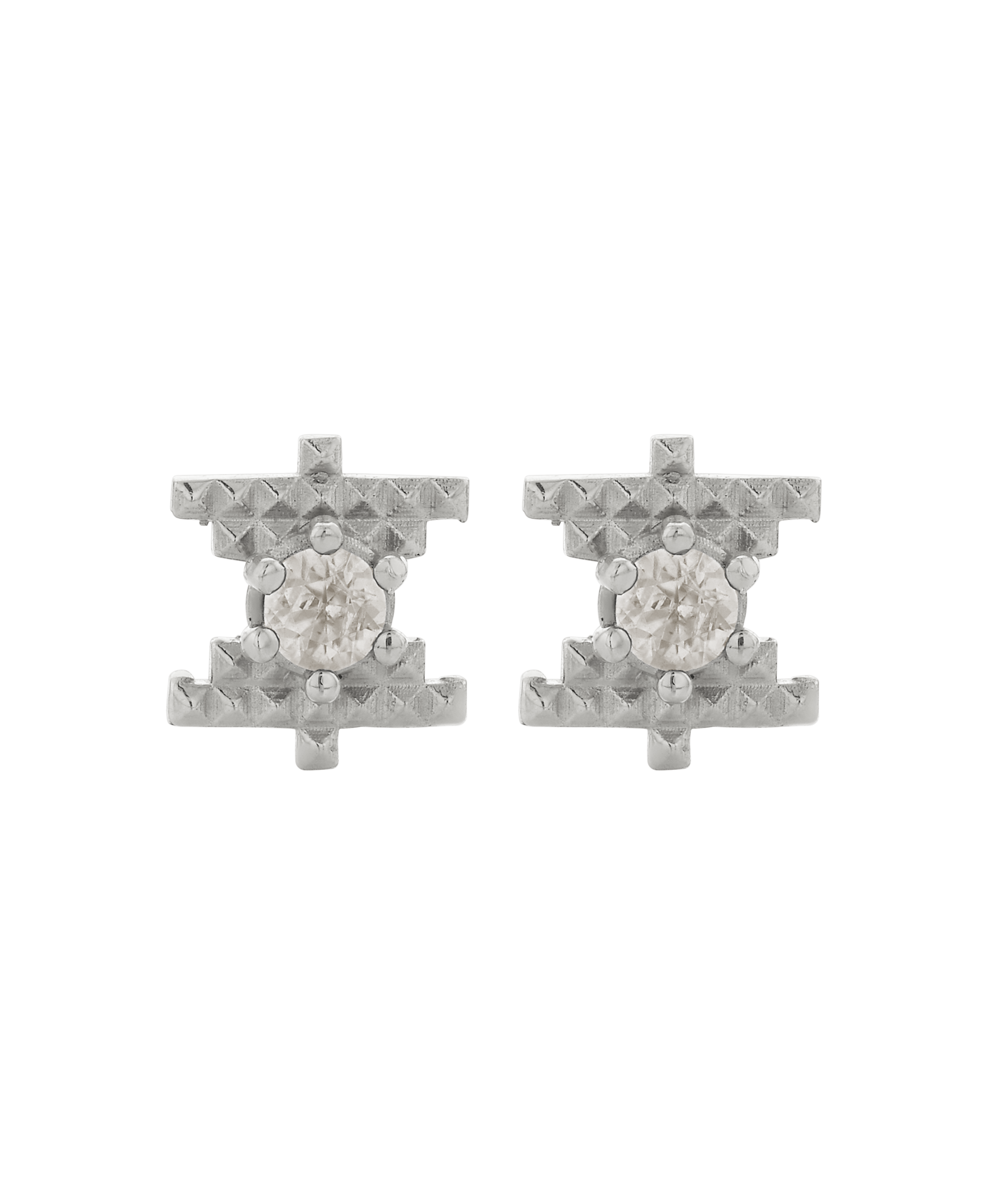 Inti Studs - 925 Sterling Silver, Peach Zircon