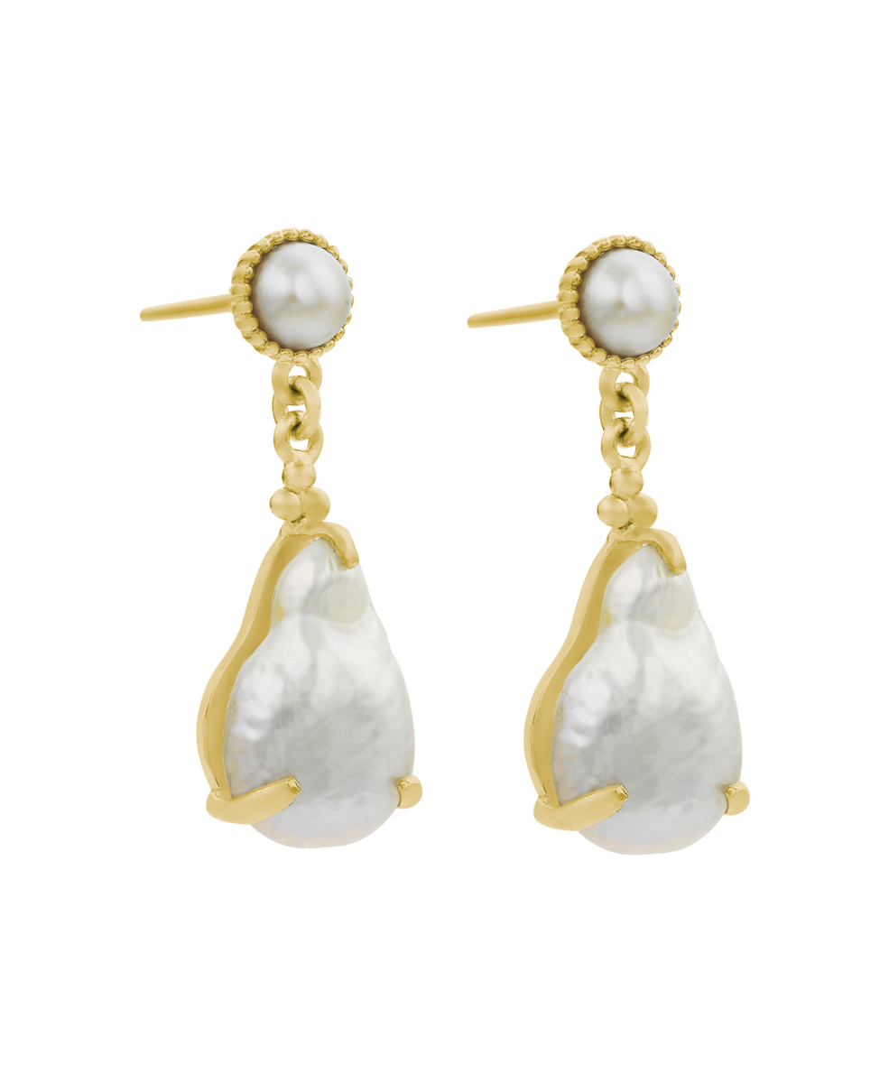 Keshi Pearl Earrings - 22k Gold Vermeil, Pearl