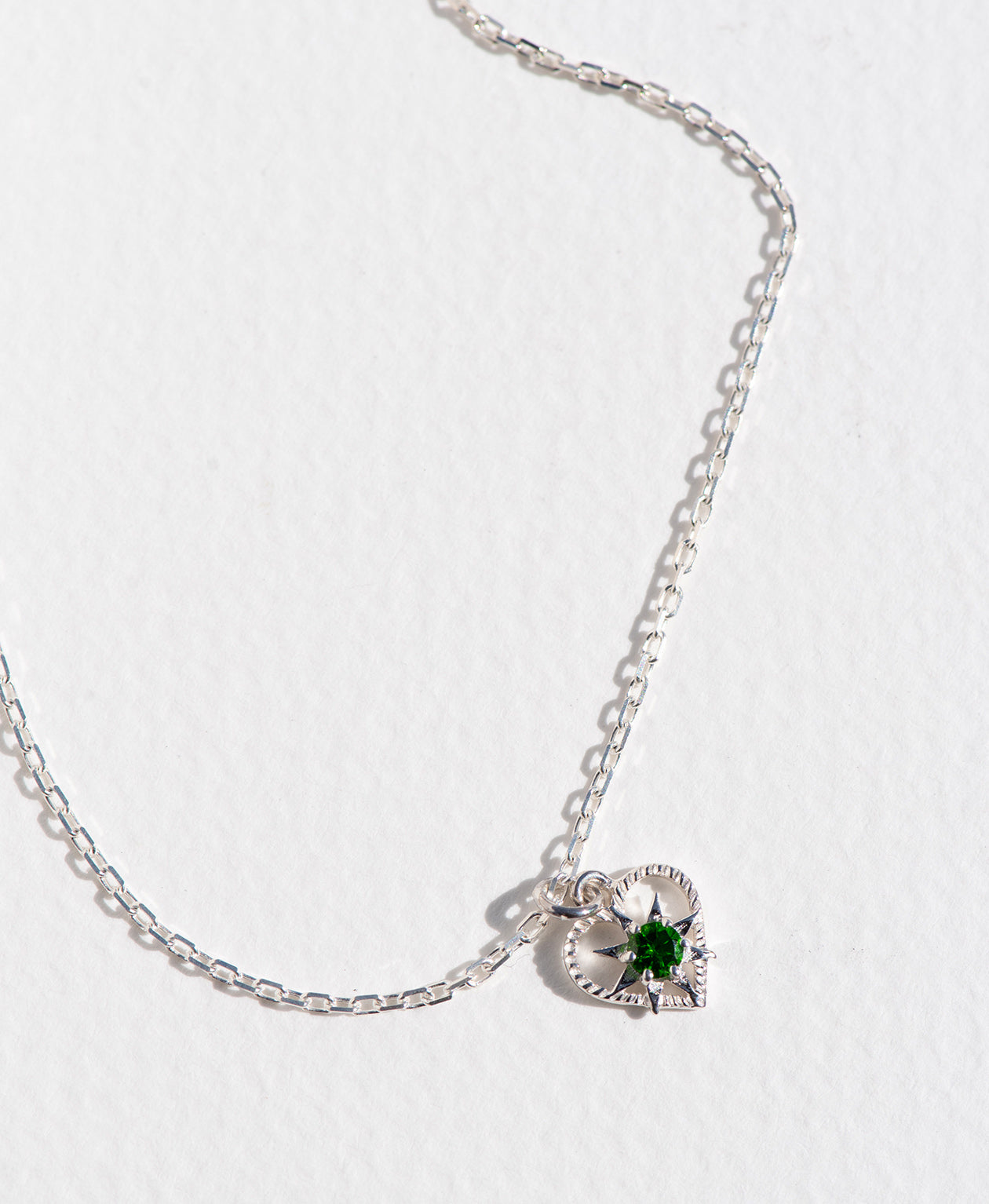 Kind Heart Necklace - 925 Sterling Silver, Chrome Diopside