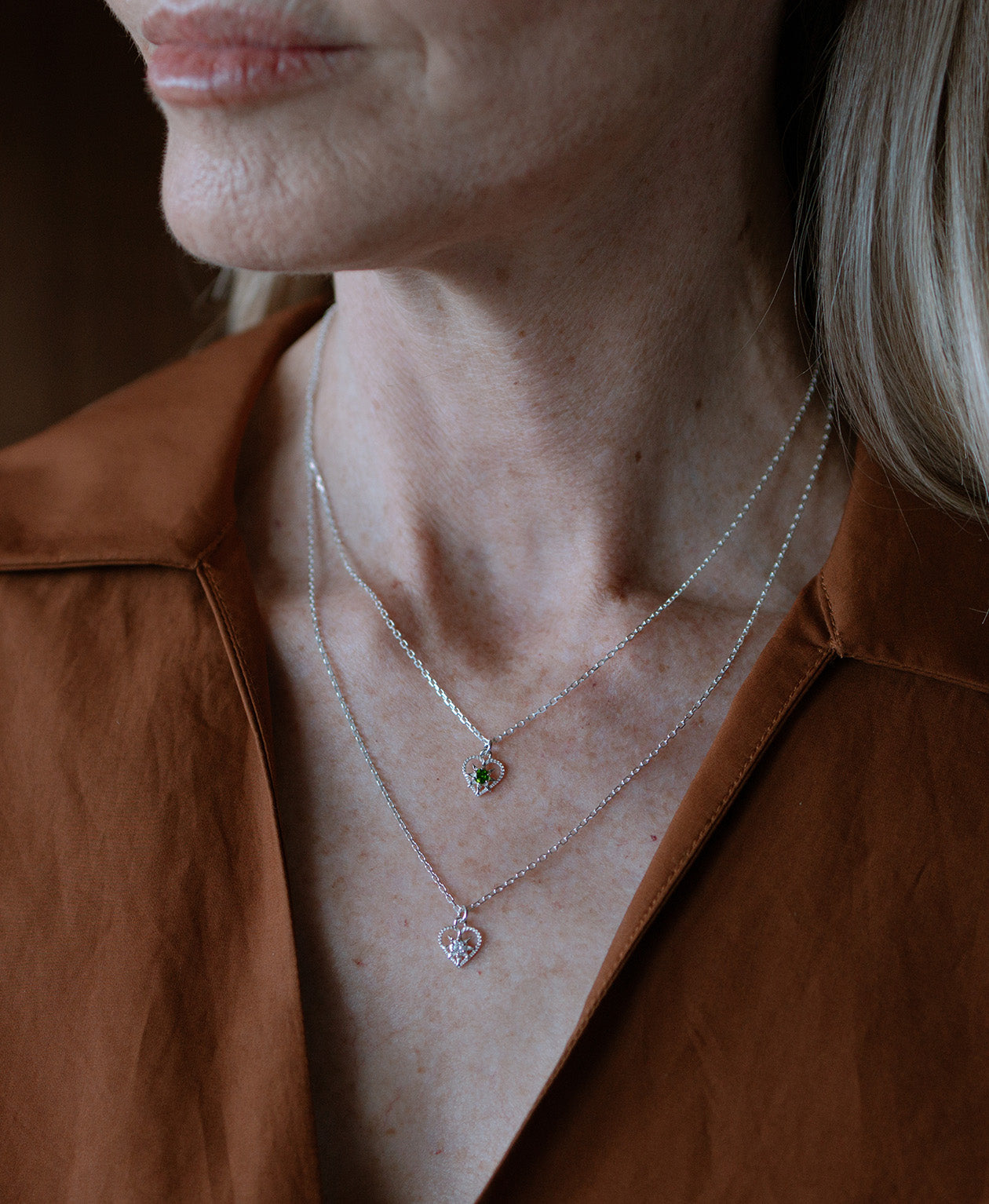Kind Heart Necklace - 925 Sterling Silver, Chrome Diopside