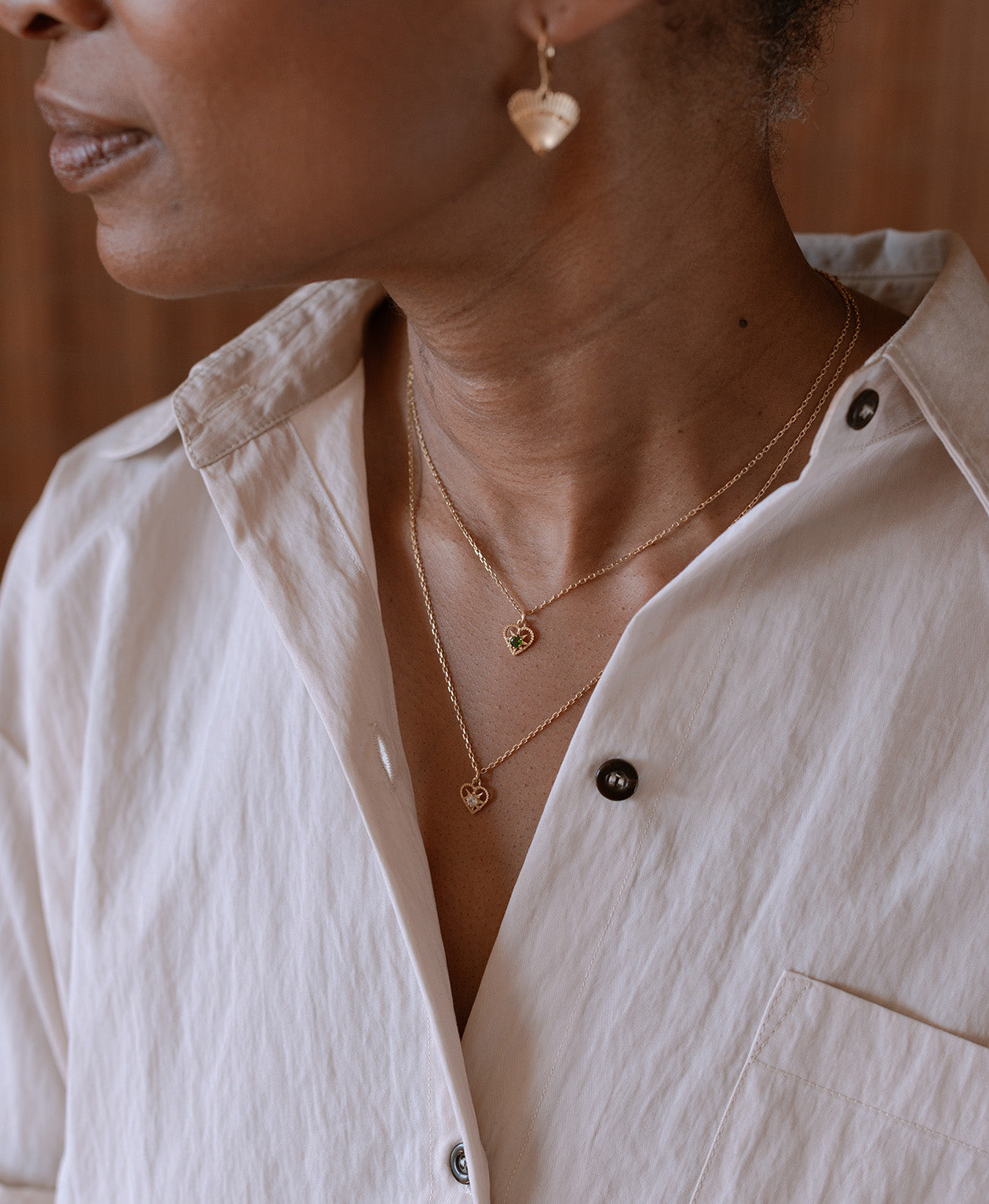 Kind Heart Necklace - 22k Gold Vermeil, White Zircon