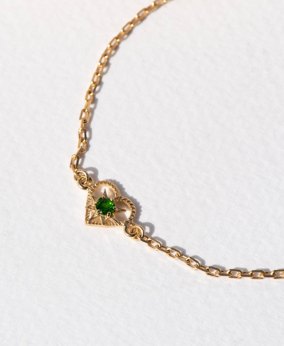 Kind Heart Bracelet - 22k Gold Vermeil, Chrome Diopside