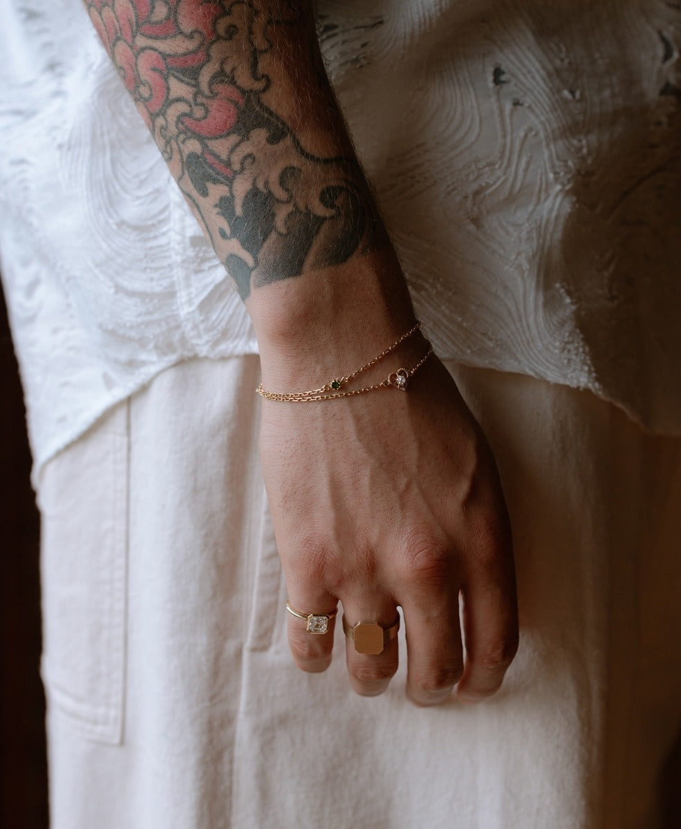 Stella Bracelet - 22k Gold Vermeil, Chrome Diopside