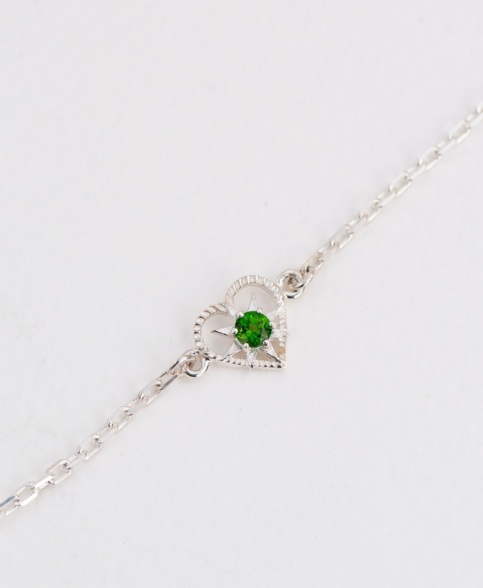 Kind Heart Bracelet - 925 Sterling Silver, Chrome Diopside