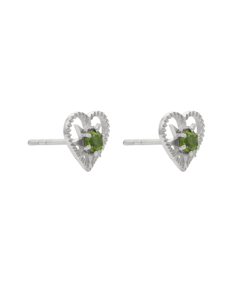 Kind Heart Earrings - 925 Sterling Silver, Chrome Diopside