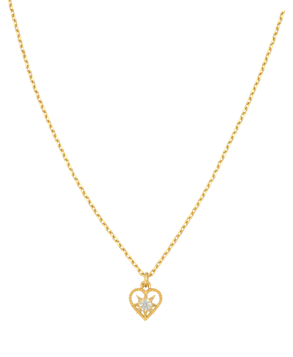 Kind Heart Necklace - 22k Gold Vermeil, White Zircon