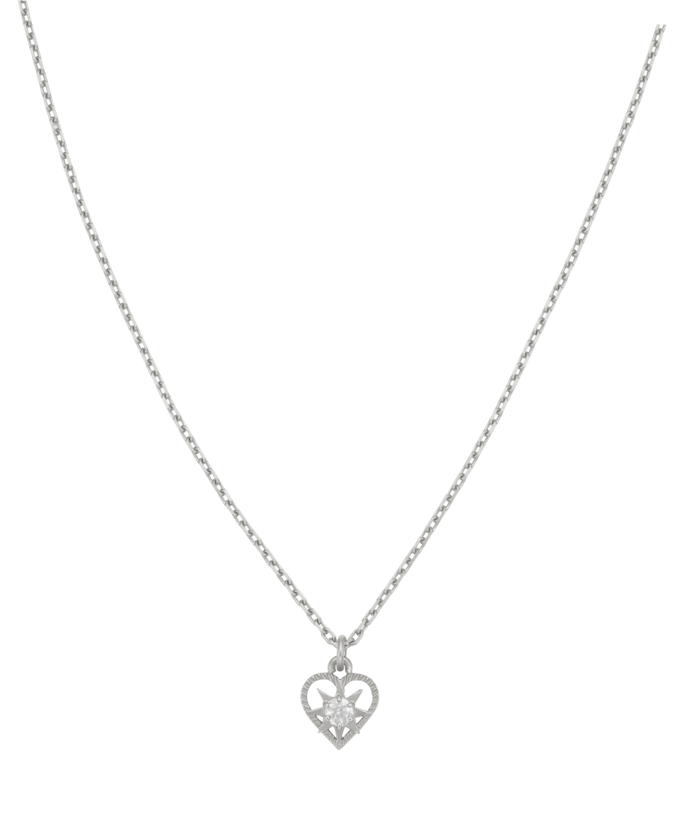 Kind Heart Necklace - 925 Sterling Silver, White Zircon