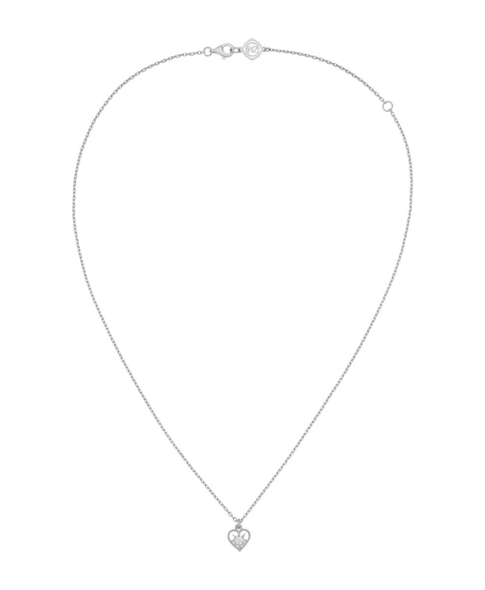 Kind Heart Necklace - 925 Sterling Silver, White Zircon