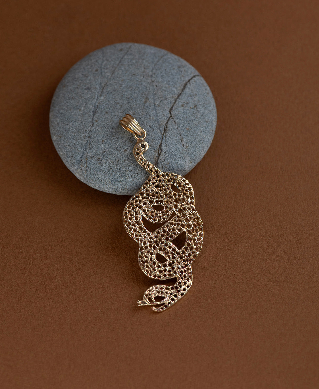 Lacy Snake Charm - 22k Gold Vermeil