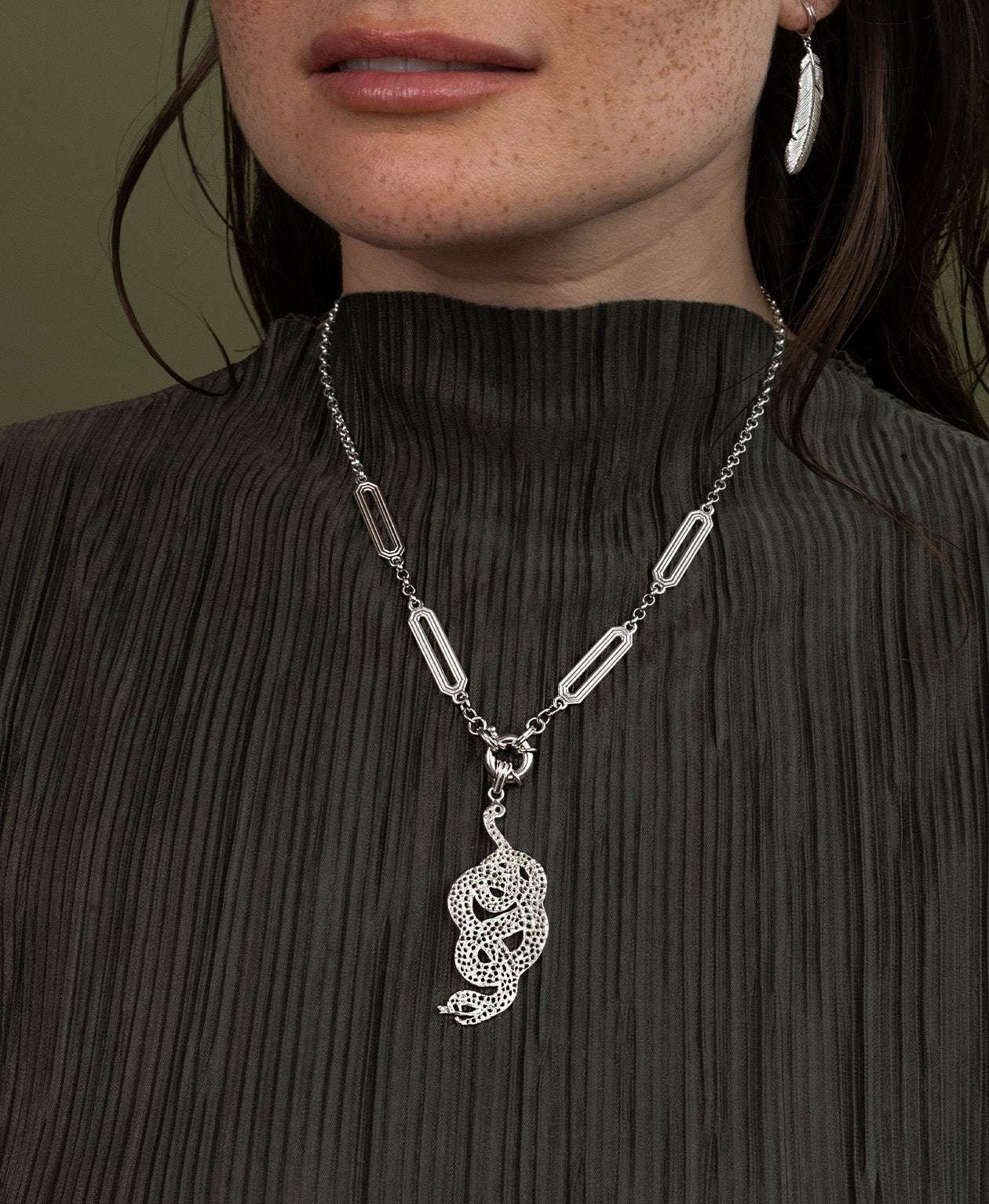 Lacy Snake Charm - 925 Sterling Silver