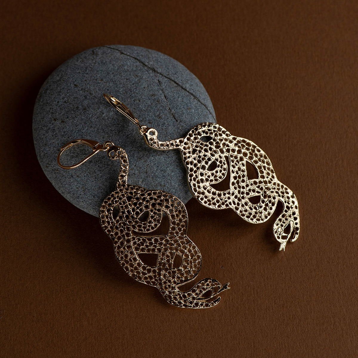 14K Gold Plated Snake Chain Tassel Earring Post, Gold Tone Chain