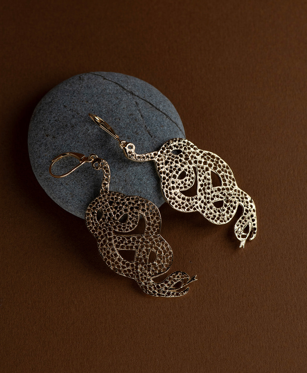 Lacy Snake Earrings - 22k Gold Vermeil