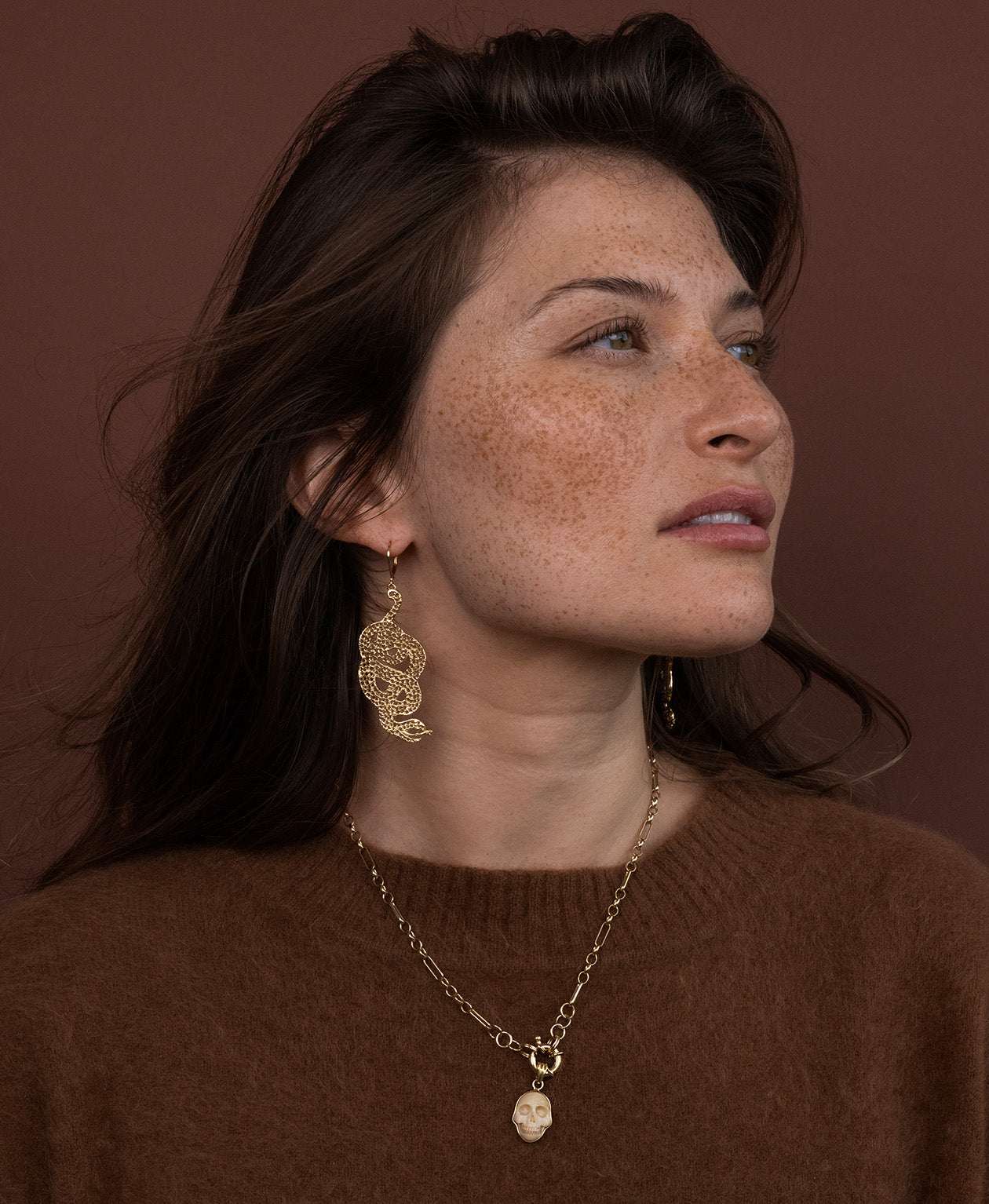 Lacy Snake Earrings - 22k Gold Vermeil